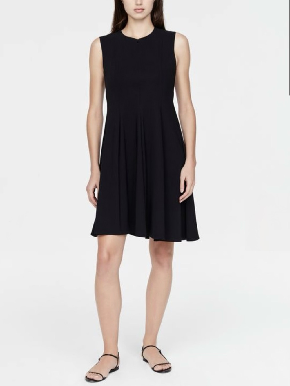 Sarah Pacini Black Panelled Sleeveless Flared Dress Made in Italy Small